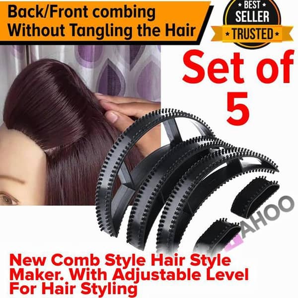 Set of 5 Hair Combs and Bun Maker Hairpins for Styling