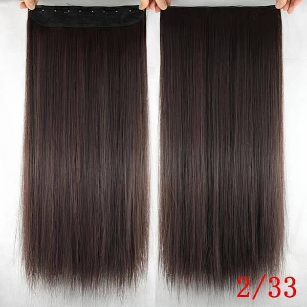 Clip-In Hair Extensions in Brown - 30" Length with 5 Clips