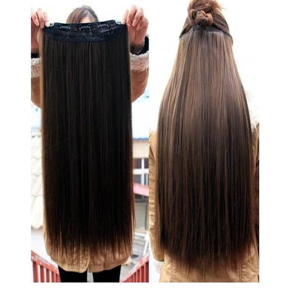 30-Inch Straight Hair Extension with 5 Clips - Natural Brown