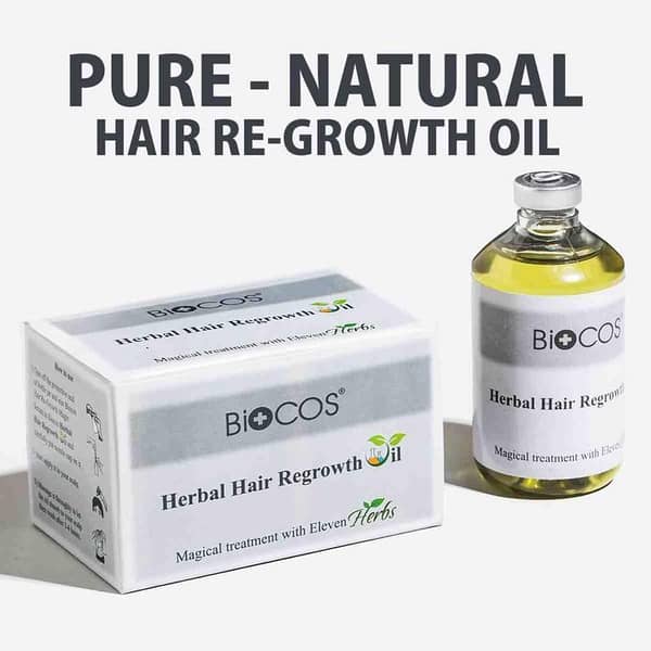 Biocos Herbal Regrowth Hair Oil - Natural Treatment for Hair Loss and Growth with Garlic Oil