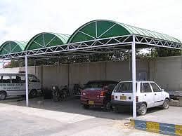 Fiberglass Car parking shade, industrial shade, Tensile fabric Shade