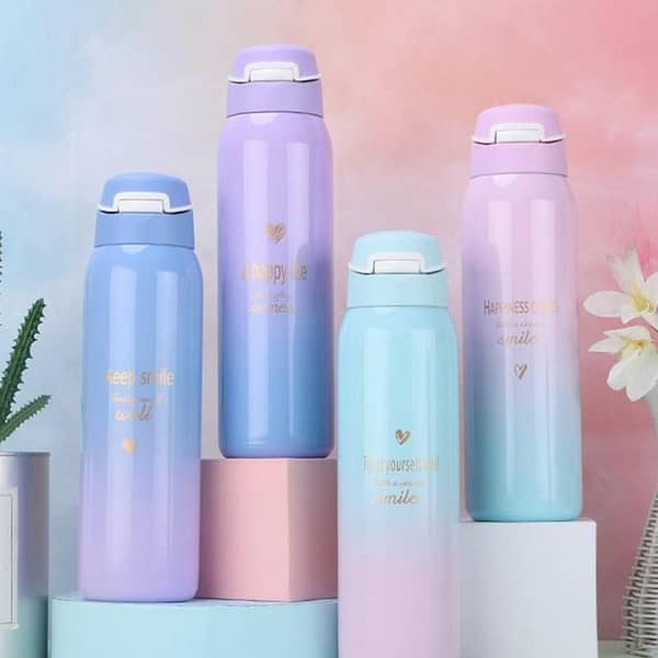 Best Beautiful Sports Water Bottles 500ML Sport Thermos Water Bottle Thermo Mug Stainless Steel Vacuum Flask Mug with Straw Insulation Cup Water Jug Drinking Bottle