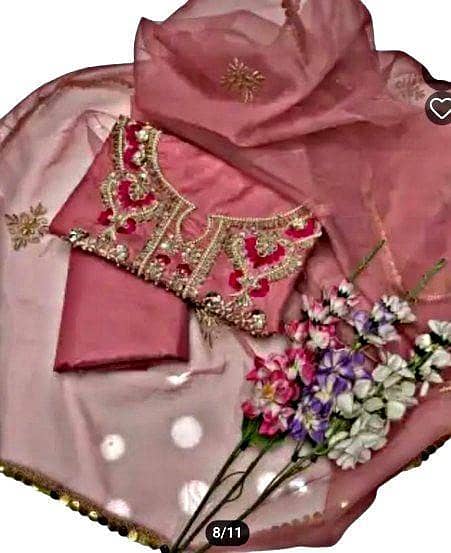 3-Piece Unstitched Dress Set for Women - Kataan Silk Shirt, Trouser, and Organza Dupatta - ASHRAFI Customized Wedding Collection