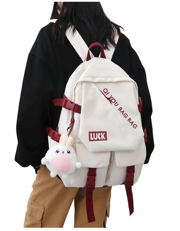 Girl's canvas backpack for school Trendy Japanese Style School and College bag for Girls