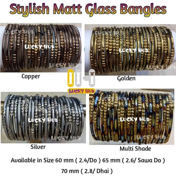 Matt Glass Bangles for Girls in Four Colors
