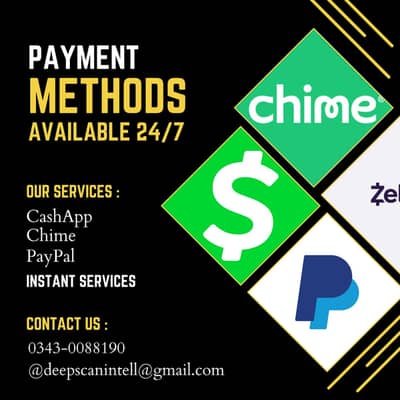 CashApp Chime PayPal Stripee Services available 24/7