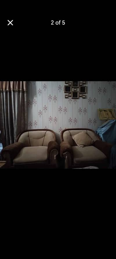 brown sofa set and Oak Table