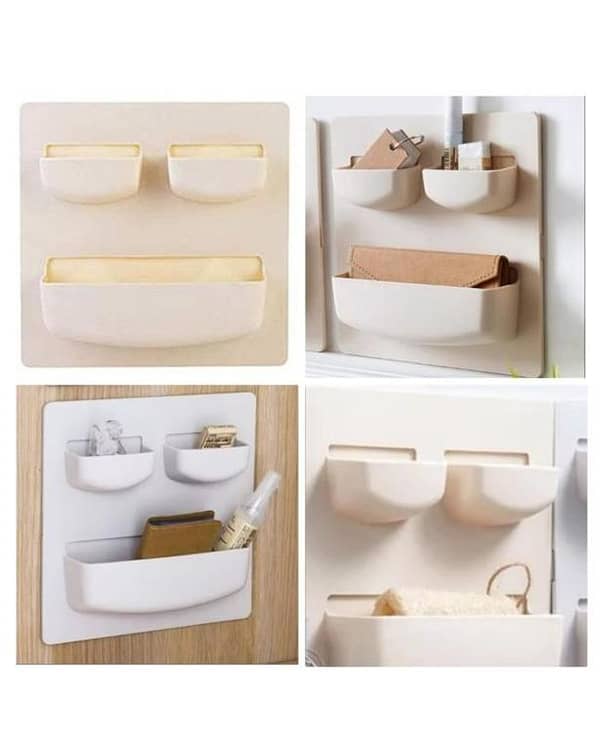 Sticky Hanging Strips Wall Rack by Plastic Holder for Storage Organization