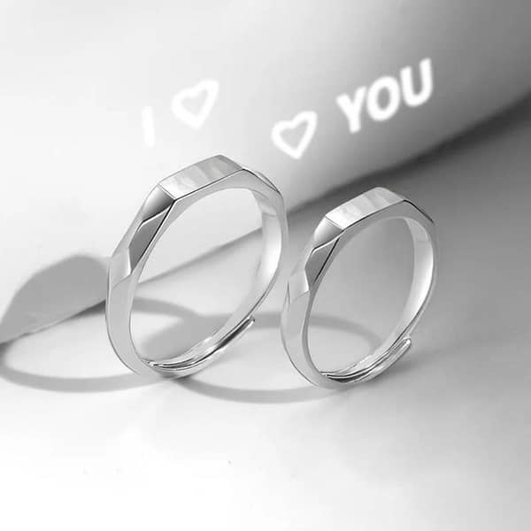 Light Sculpted Couple Rings Set – Elegant Matching Bands for Him and Her