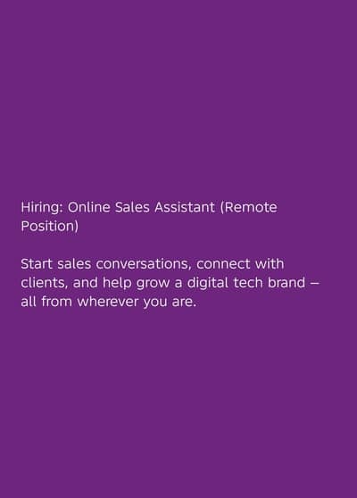 Hiring: Online Sales Assistant (Remote Position)