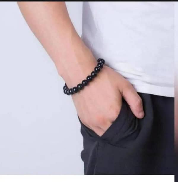 Black Bead Bracelet For Men & Women - Black