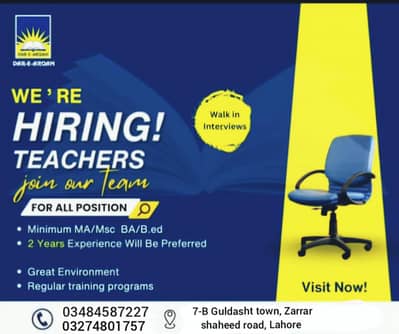 Experienced Teachers , Cordinator and Admin Required