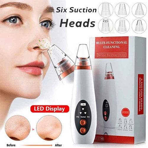 New Imported 6in1 Blackhead Remover Tools Electric Der-ma suction Machine USB Rechargeable Acne Pimple Pore Cleaner Vacuum tool in pakistan