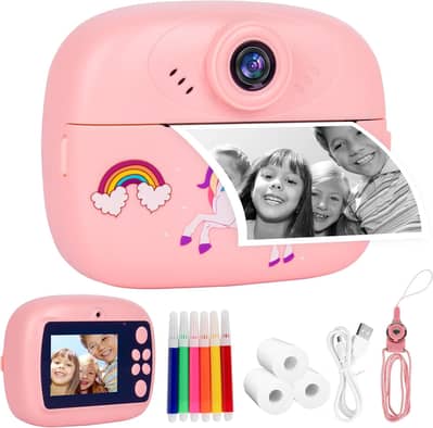 Kids Instant Print Camera with Color Pens for DIY Selfie Video Camera