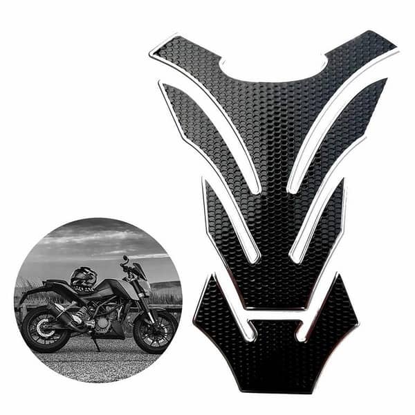 AKE AK-15 Black Motorcycle Fuel Tank Pad with Silver Dotted Outline Decal Sticker