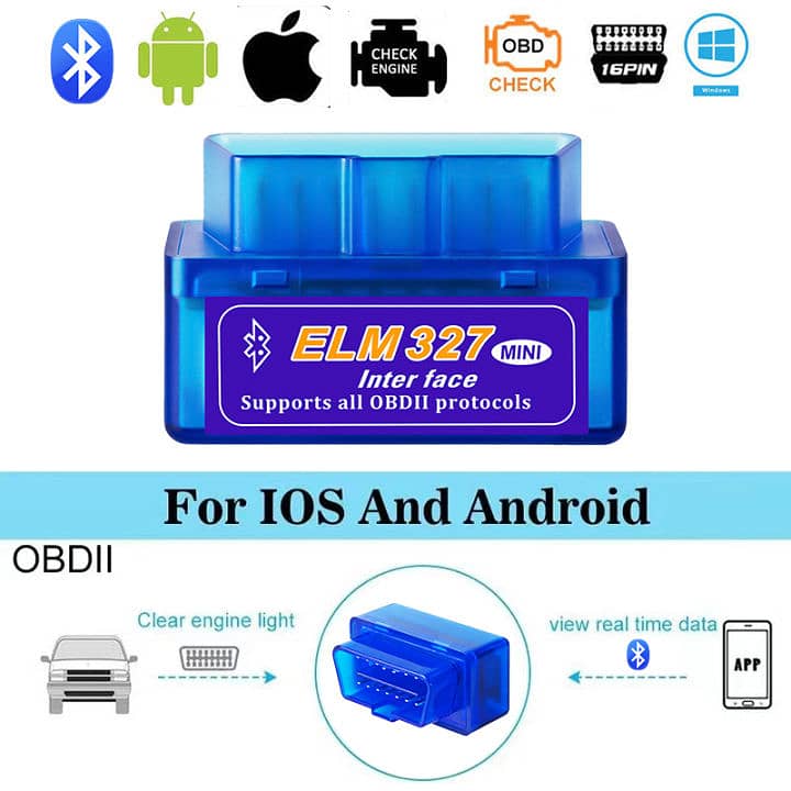 ELM327 OBD2 Bluetooth OBDII Scanner Code Reader 0