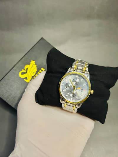 luxury stainless steel men's wrist watch