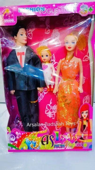 Beautiful Barbie Doll Couple Family Set Toy For Girls , Husband Wife with Cute Baby Doll Lovely Family Couple Set. Best Material , And Attractive For Little Girls And Children. ( 3 in 1 pack )