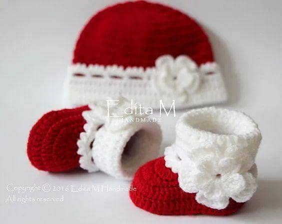 Crochet Baby Booties and Cap Set for Girls