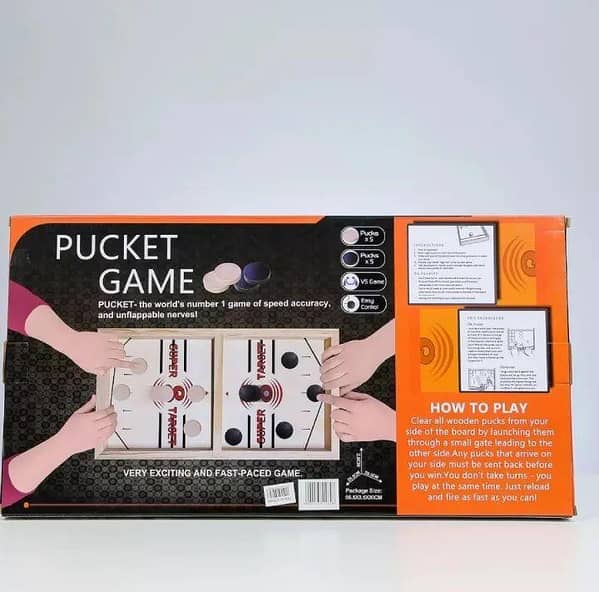 Wooden Large Pucket Board Game for 2 Players - Fun for Kids and Adults, Ideal for Travel and Indoor Play