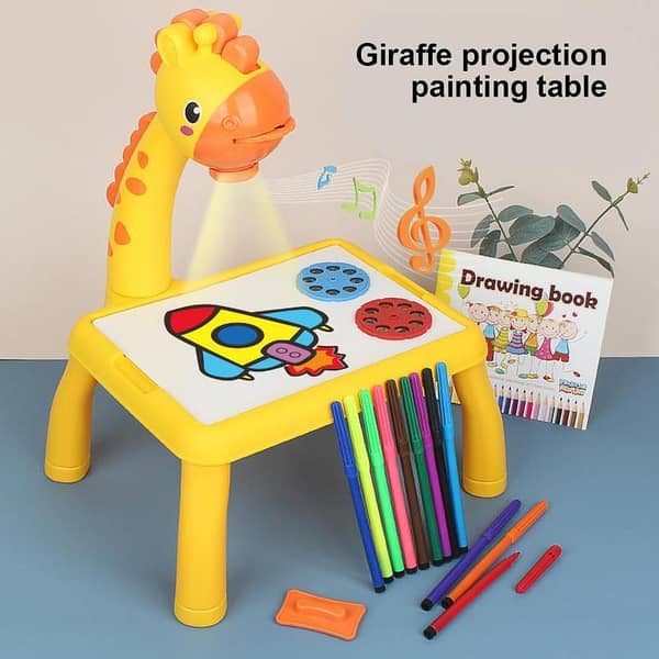 Kids Drawing Projector, Trace and Draw Projector Toy Drawing Board Tracing Desk Learn to Draw Sketch Machine Art Tracing Projector, Educational Drawing Playset for Kids Boys Girls (Giraffe)