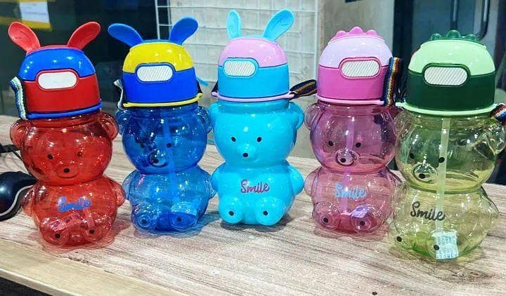 Party Propz the Beautiful Teddy Bear  Sipper Water Bottle for Kids (Mix/Random colour)