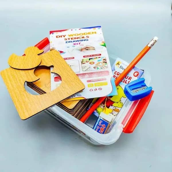 Children's Painting Stencil Templates and Coloring Board for Doodles and Educational Puzzles