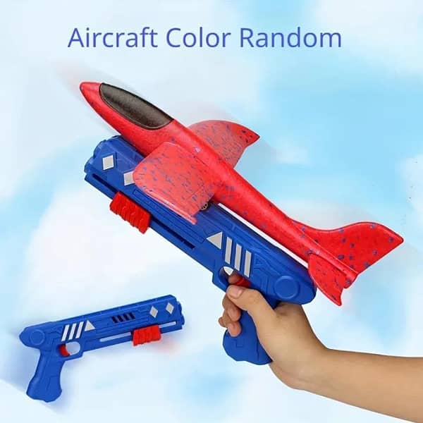 2-in-1 Catapult Aircraft Gun Toy with LED Lighting Effects – Creative Foam Plane Launcher and Fun Flying Contest Toy for Kids
