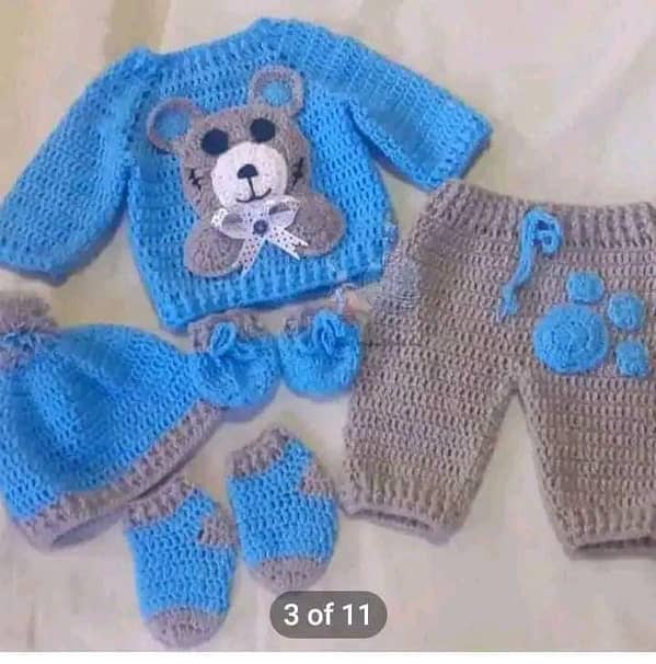 Crochet Woolen Baby Frock Set in Various Sizes and Colors