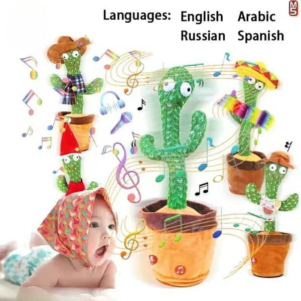 Dancing Cactus Repeat What You Say Electronic Plush Toy Sings Record and Repeats Your Words Educational Toy Cactus Plush Toy
