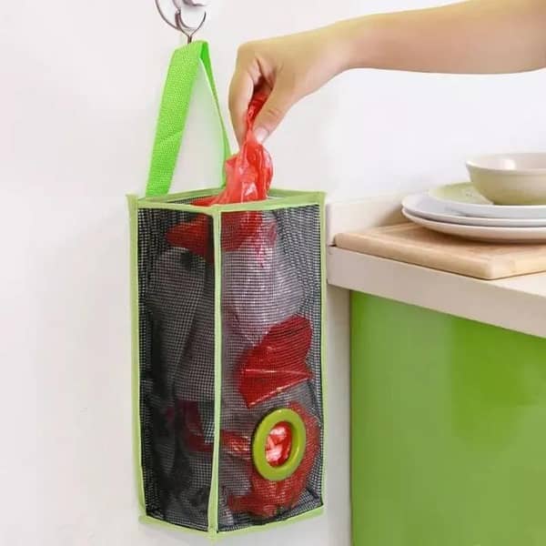 Practical Breathable Mesh Hanging Kitchen Garbage Bag Storage Packing Shopping Bag Kitchen Bar Office Organiser shopper organizer