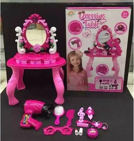 Makeup Set with Dressing Table Dressing Table Beauty Play Set Pretend Play Kids Fashion Makeup Accessories For Girls 21 pcs Set