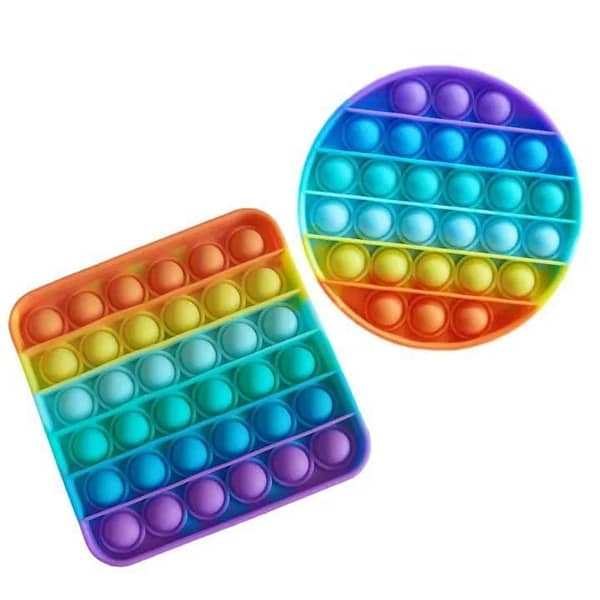 Pack Of 2 Rainbow Popit Toy Fidget Bubble Popping Best Offer