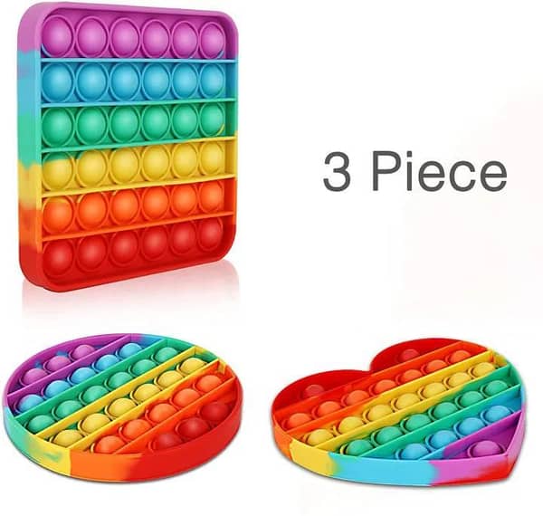 Square Rainbow Pop It Fidget Toy for Stress Relief and Special Needs