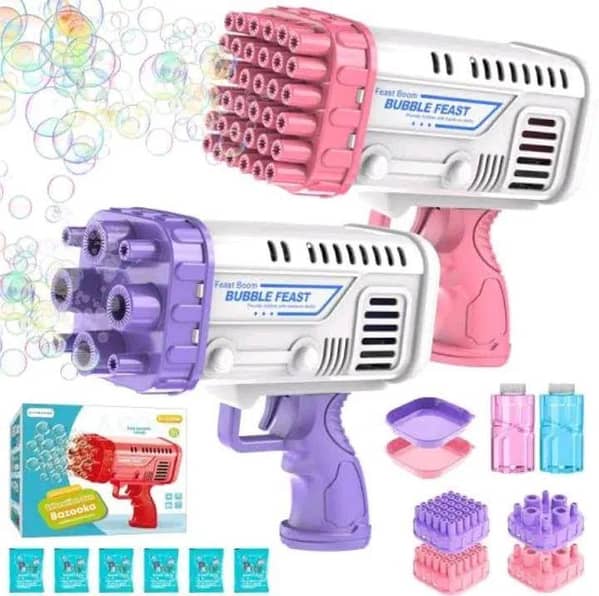 36-Hole Automatic Bubble Gun for Kids | Bubble Machine with 36 & 8 Hole Settings | Bazooka-Style Bubble Maker Toy | Bulbulay Bubble Machine for Children