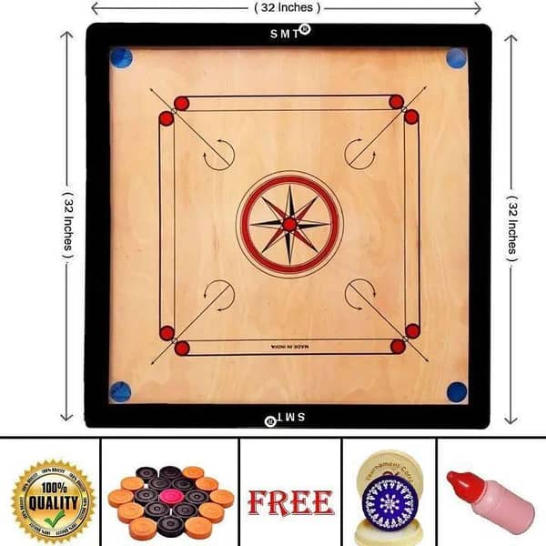 Wooden Carrom Board Complete Set for Kids