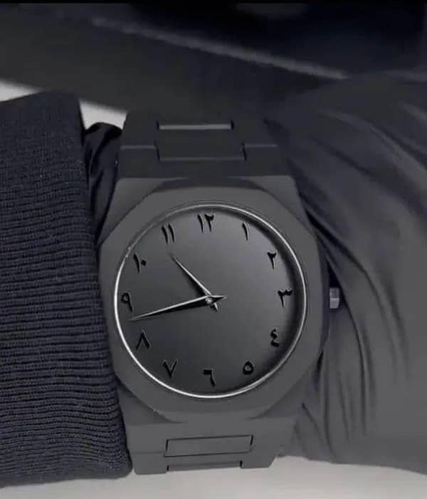 Aura 2025 Men's Watch with Arabic Dial - Black Waterproof Design, Carbon Fiber, Quartz Movement