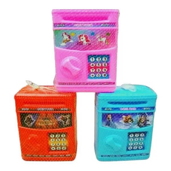 KIDZ ATM Plastic Money Box for Kids with Custom Stickers