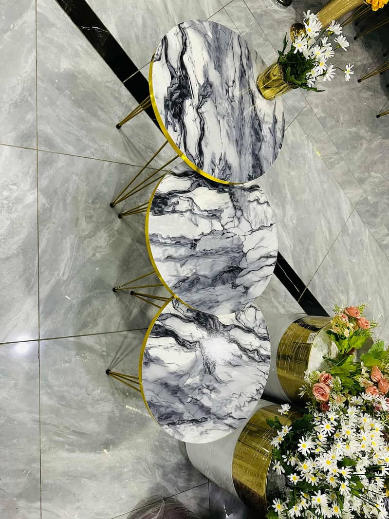 set of 3 Round coffee Table HIGH Gloss Nesting End Tables 0