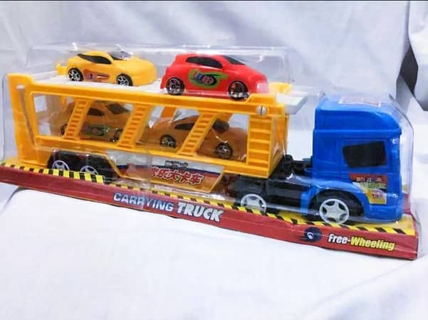 Double Decker Carrying Truck Toy With 4 Cars For Kids