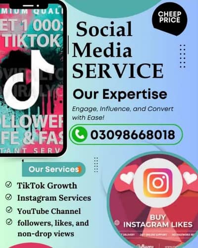 Instagram TikTok FacebookYouTube |Real Followers LikesViews Organic