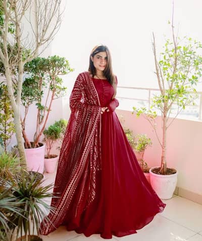 3pc Women's Stitched Chiffon Embroidered Maxi