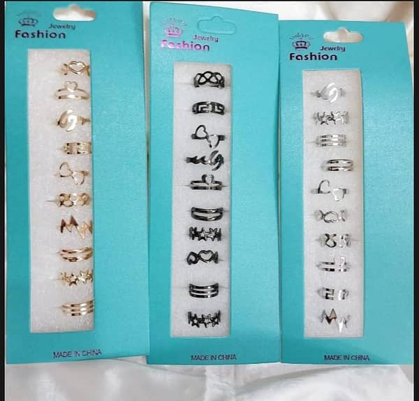 Set of 12 Adjustable Rings for Women in Various Designs and Sizes