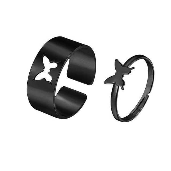 Couple's Butterfly Ring Set | Trendy Stainless Steel Rings for Women