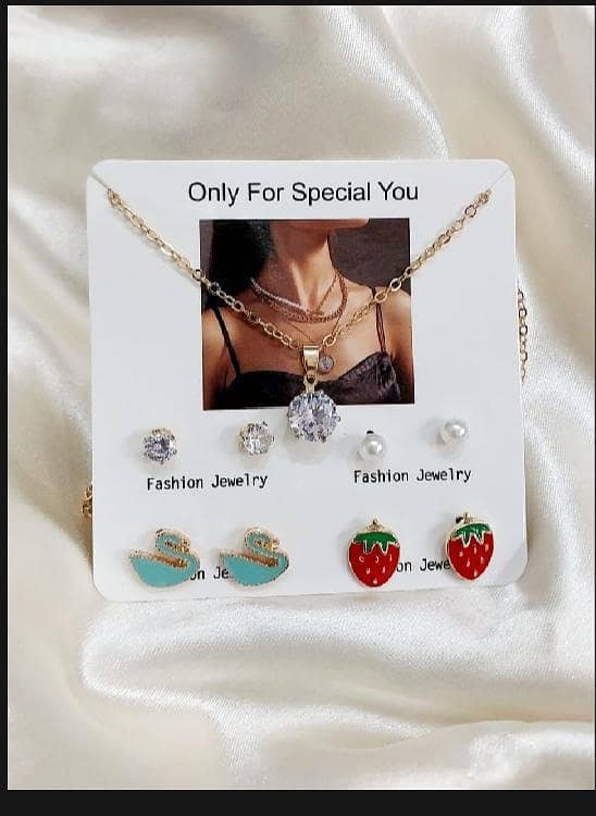 Black clover necklace Set 4 pairs Earring Necklace for Women and Girls