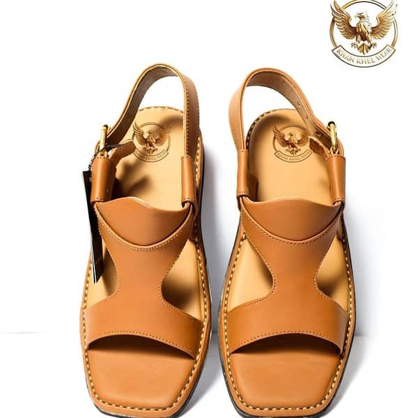 Khan Khel Wear Men's Handmade Pure Leather Brown Peshawari Panjedar Chappal - Traditional Sandals