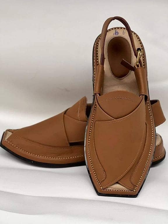 Men's Peshawari Chappal – Double Tire Sole, Classic Brown Leather Sandals | Traditional Khankhel Footwear for Eid