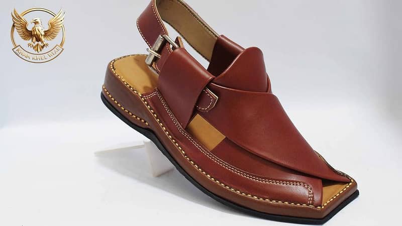Khan Khel Wear Red Peshawari Chappal – Premium Handmade Leather Sandals for Men – Traditional Pakistani Footwear