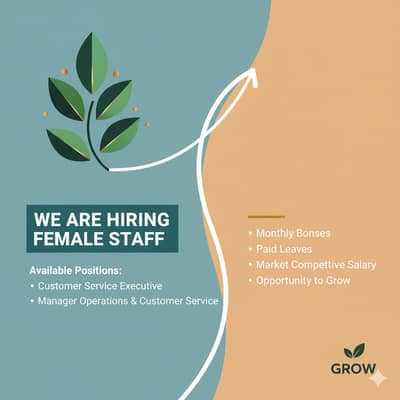 Female staff required  for our CS & OP'S Department.