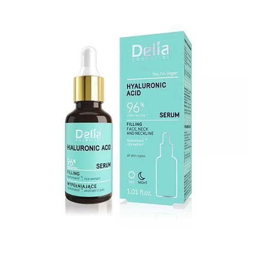 Delia Hyaluronic Acid Serum for Face, Neck & Décolleté - 30ml - Reduces Wrinkles